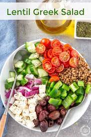 Lentil Greek Salad Recipe Greek Salad Healthy Recipes