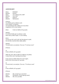 We haven′t talked all morning bang my head, bang my head against the wall i'm scared, i′m. Aqua Barbie Girl English Esl Worksheets For Distance Learning And Physical Classrooms