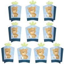 Teddy bear baby shower theme favors and prizes Big Dot Of Happiness Baby Boy Teddy Bear Table Decorations Baby Shower Fold And Flare Centerpieces 10 Count Target