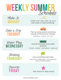 Here you will find 15 summer camp activities and games. Create A Summer Activity Planner Free Printable Included Rock It Mama Kids Schedule Kids Summer Schedule Summer Schedule