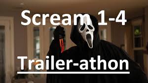 They later learned the calls were coming from a crazed serial killer, in a white faced mask and a large black robe, looking for revenge. Scream Movie Trailers 1 4 Trailer Athon Series Wes Craven Youtube
