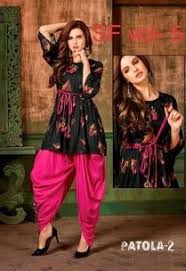 Black And Pink Patiala Suit Black And Dark Pink Rayon Kurtis With Dhoti Kurti Designs Party Wear Kurta Designs Women Long Kurti Designs