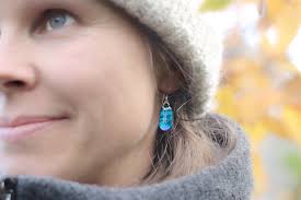 Buy Teal Dichroic Fused Glass Earrings: Aqua Blue Green Rectangular Dangle  Drops. Sterling Silver Drop Earrings, Artisan Handmade. Online in India