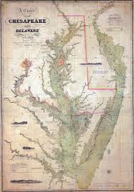 1840 nautical chart map of the chesapeake and delaware bays