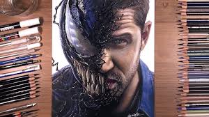 Drawing Venom Tom Hardy With Color Pencil Drawholic Realistic Drawings Pencil Drawings Drawings