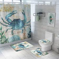 2020 Ocean Theme Bathroom Set Non Slip Rug Toilet Lid Cover Bath Mats Shower Curtain Waterproof 3d Animal Shower Curtains From Eshop2019 29 56 Dhgate Com