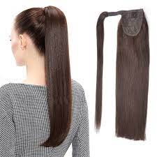 A luxurious 100% remy human hair ponytail. Amazon Com 22 Human Hair Ponytail Wrap Around Clip In Ponytail Hair Extensions For Women Dark Brown 2 100g 3 5oz Beauty