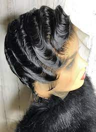 Black Finger Wave Custom Unit Brazilian Virgin Hair High Etsy Short Human Hair Wigs Short Hair Styles Finger Waves Black Hair