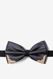 Dark Gray Polyester Metal Tipped Dark Gray Pre Tied Bow Tie Ties Com