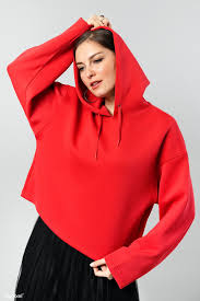 Download Premium Image Of Woman In A Red Hoodie 2292265 Red Hoodie Hoodies Black Mini Skirt