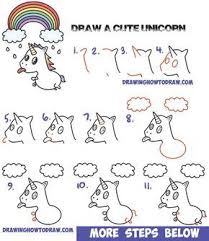 How To Draw A Cute Kawaii Unicorn With Tongue Out Under Rainbow Easy Step By Step Drawing Tutorial For Kids How To Draw Step By Step Drawing Tutorials Drawing Tutorials
