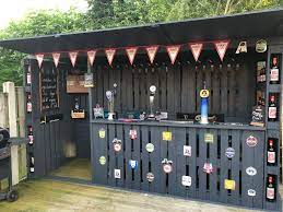 This Pallet Bar In My Backyard Cost Me Only 112 To Make Outdoor Patio Bar Outdoor Pallet Bar Diy Garden Bar