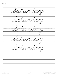 There are over 100 free fraction worksheets in pdfs below to support. 7 Cursive Handwriting Worksheets Days Of The Week Supplyme