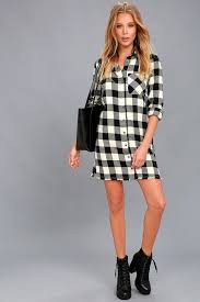 Black And White Flannel Outfit Women Neck Of The Woods Black And White Plaid Shirt Dress Plaid Shirt Dress Outfit Winter Dress Outfits Plaid Flannel Outfit