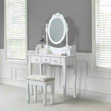 Dressing table in valspar keep the peace navy blue. Avc Designs 5 Drawer Dressing Table With Oval Mirror Stool Set White For Sale Online Ebay