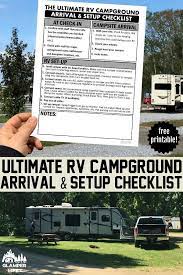 Printable Rv Campground Setup Checklist Camping Checklist Rv Camping Checklist Rv Campgrounds