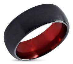 Mens Wedding Band Red Wedding Ring Black Tungsten Ring 8mm Etsy Casamento Diferente Aliancas De Casamento Alianca De Casamento