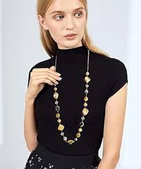 FULU AUTUMN Collier Long De Perles En Argent