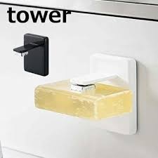 石けん台 吸盤ソープホルダー マグネット タワー tower ホワイト ブラック 4871 4872 石鹸置き 石鹸置 ソープディッシュ シンプル 洗面所 洗面 洗面戸棚下 吊り戸棚 吊り下げ トレー 収納トレー トレイ 黒 白 収納ラック 吊り戸棚 下 吊り戸棚ラック 山 ソープホルダー