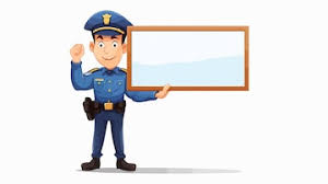 Police Officer Holding Check Mark Board Cartoon Vector Illustration