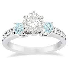 Three Stone Aquamarine Diamond Engagement Ring 14k White Gold 0 45ct In 2021 Pink Sapphire Ring Engagement Ruby Diamond Engagement Ring Diamond Sapphire Engagement Ring