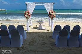 Beach Destination Wedding Set Up At Now Jade Riviera Cancun Mexico Magic Art Wedding Riviera Maya Weddings Beach Destination Wedding Now Jade Riviera Cancun