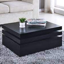 Black Square Coffee Table Rotating Contemporary Modern L Modern Contemporary Living Room Contemporary Modern Living Room Furniture Modern Furniture Living Room