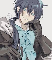 vanitas (vanitas no carte), vanitas no carte, commentary request, highres,  1boy, black coat, black gloves, blue bow, blue bowtie, blue eyes, bow,  bowtie, coat, dated, gloves, hair between eyes, happy birthday, looking