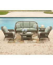 Furniture Sandy Cove Wicker Outdoor Sofa With Sunbrella Cushion Created For Macy S Reviews Furniture Macy S Modern Patio Furniture Wicker Patio Furniture Patio Furnishings