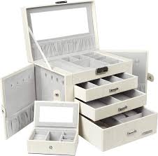 There are 166399 jewelry box women for sale on etsy, and they cost $54.55 on average. Amazon Com Homde Jewelry Box For Women Girls With Small Travel Case Mirror Necklace Ring Earrings Organizer White Wood Grain Home Improvement