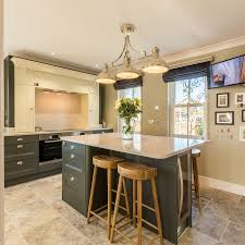 Atlantis Kitchens Project Penrith Shaker Painted Ivory And Farrow Ball Painted Down Stools For Kitchen Island Breakfast Bar Kitchen Island Kitchen Design