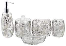 Glass bathroom accessory sets : In Stock Bathroom Accessories Set Of Antlers Collection Beach Style Bathroom Accessory Sets By Nature Home Decor Houzz