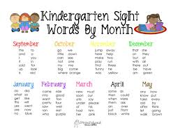 Kindergarten Sight Words By Month Kindergarten Sight Words