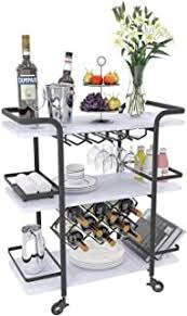 Wooden outdoor restaurant bar stools feature a synthetic fabrication that resists moisture and is easier to clean and maintain than real wood. Amazon Com Home Bar Serving Carts Black Bar Serving Carts Home Bar Furniture Home Kitchen