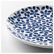 medlem side plate white blue patterned ikea platen blauwe patronen patronen