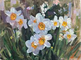 Daffodils Oil On Canvas 16 X12 Private Collection Patricksaunders Patricksaundersfineart Patricksaundersfineart Floral Painting Daffodils Flower Painting