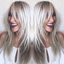 Long Fringed Bangs Bridget Bardot Inspired Blonde Hair Icy Cool Silver Blonde Color By Erica At Hou Blonde Hair With Bangs White Blonde Hair Cool Blonde Hair