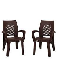 Heavy duty 16 gauge steel framing; Supreme Esquire Plastic Chairs For Home Outdoor Garden Wenge Set Of 2 Sudarshan Shilp
