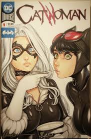 Black cat and Catwoman by Omar Dogan on blank sketch cover, in clay  duchene's Blank comic sketch art Comic Art Gallery Room