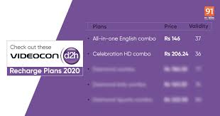 Here is the complete list of videocon d2hrecharge plans with price and channels details. Videocon D2h Recharge Plans Packages And Offers List 2020 91mobiles Com
