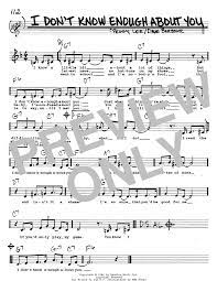 I Don T Know Enough About You Sheet Music Peggy Lee Real Book Melody Lyrics Chords
