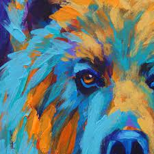 Grizzly Bear Painting In Bright Colors By Theresa Paden Colorful Animal Paintings Bear Paintings Animal Paintings