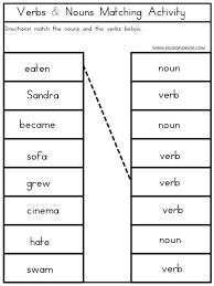 This kind of change will take place when we add suffixes and prefixes to the root word. Noun Verb Match Up Worksheets 99worksheets