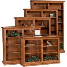 Traditional Double Amish Bookcase Amish Furniture Cabinfield Fine Furniture Natural cherry, hansen cherry and auburn maple options are two toned with graphite gray vertical supports and the respective colors for the work surfaces and door fronts price: traditional double amish bookcase with door option