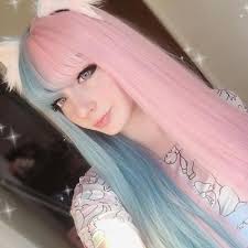 Black And Blue Split Dye Short Hair Half Blue Half Pink Big Wave Wig Yv40408 Pink Hair Dye Split Dyed Hair Hair Color For Black Hair
