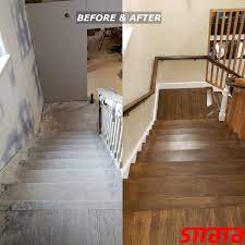 Black railing with tinted glass : Hardwood Stair Refinishing Strataline Inc