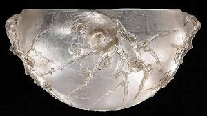 Lalique Quatre Branches De Pecher En Fleurs Cire Perdue Ceiling Light Lalique Glass Art Perfume Bottles