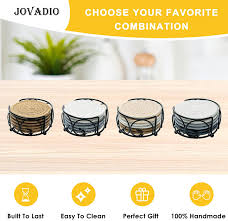 Gray large rectangle wood coffee table set with casters. Buy Jovadio Coasters With Holder Absorbent Coasters For Coffee Table Wooden Table Woven Coaster Set Handmade Braided Fabric Coasters For Tabletop Protection Brown Light Brown Beige 6 Online In Uae B098j6j4lq