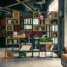 American Iron Wood Screen Partition Industrial Style Baskets Bookshelf Vintage Storage Racks Loft Display Stand Industrial Style Decor Room Design Loft Style