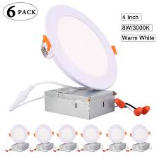 Oraoko 8w 4 Inch Slim Led Downlight With Junction Box 3000k Warm White Dimmable Led Recessed Lights Low Profile Retrofit Lighting Kit 80w Equivalent For Hallway Home Offices 6 Pack